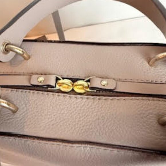 Kate Spade Atwood Pebbled Leather Dome Satchel Crossbody Taupe Gray Tassel Bag - Picture 6 of 15